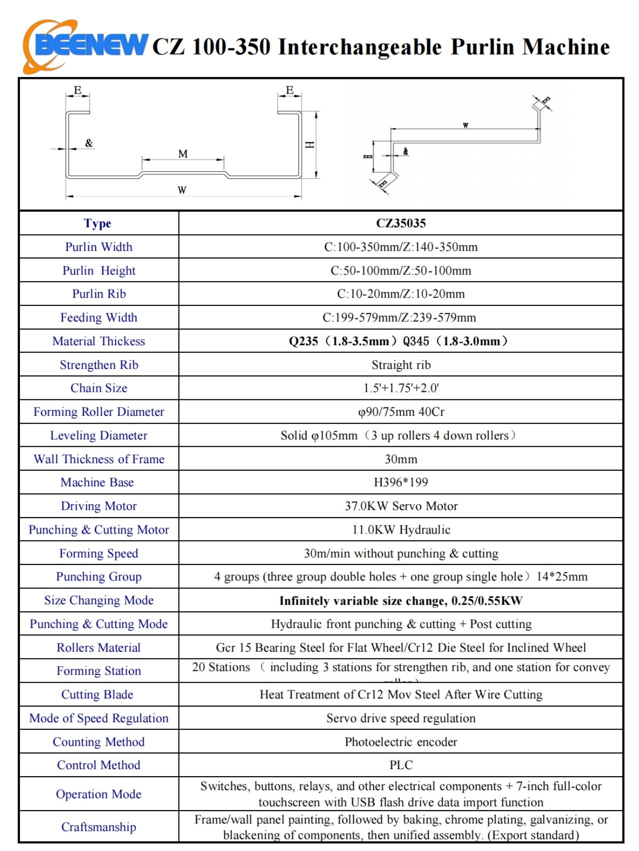 C350 purlin roll forming machine